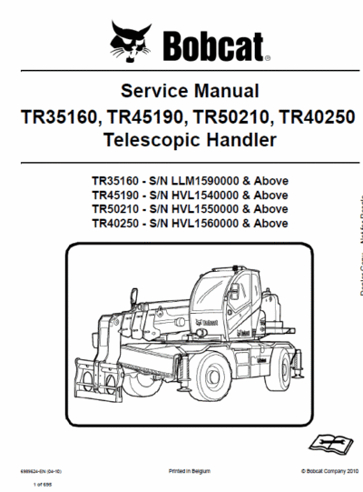 Bobcat TR35160 TR40250 Telescopic Service Manual