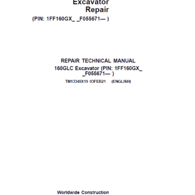 Cart John Deere 160GLC Excavator Repair Service Manual TM