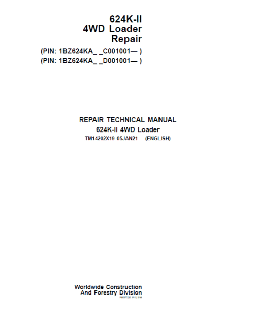 John Deere 624K-II 4WD Loader Technical Manual