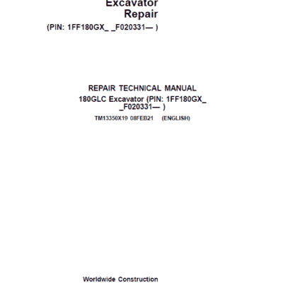 Cart John Deere 180GLC Excavator Repair Service Manual TM