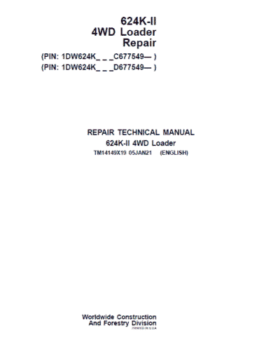 John Deere 624K-II 4WD Loader Service Manual