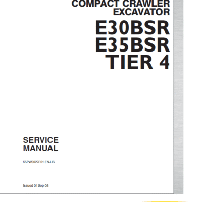New Holland E30BSR and E35BSR Tier 4 Compact Excavator Service Manual