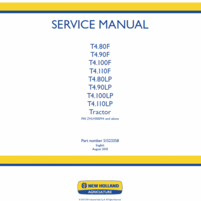 New Holland T4.80LP, T4.90LP, T4.100LP, T4.110LP Tractor Service Manual