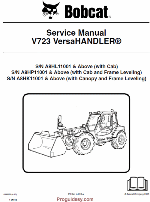 Bobcat V723 Versa HANDLER Telescopic Service Repair Manual