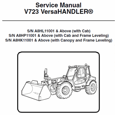 Cart Bobcat V723 VersaHANDLER Telescopic Service Repair Manual
