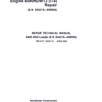 Cart John Deere 644K 4WD Engine 6090HDW13 (iT4) Loader Technical Manual