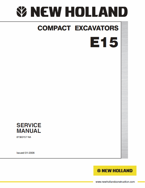 New Holland E15 Compact Excavator Service Manual New Holland E15 Compact Excavator Service Manual