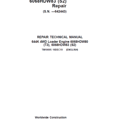 John Deere 644K 4WD Engine S2 & T3 Loader Service Manual