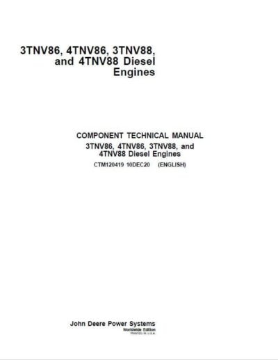 John Deere 3TNV86, 4TNV86, 3TNV88, 4TNV88 Diesel Engine Technical Manual