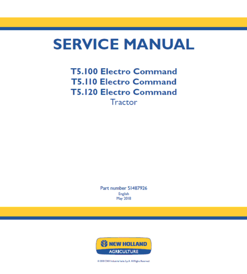 New Holland T5.100 T5.110 T5.120 Electro Command Tractor Operator Maintenance Manual