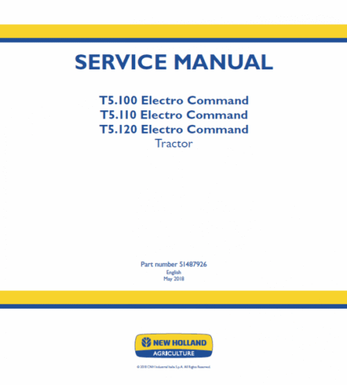 New Holland T5.100, T5.110, T5.120 Electro Command Tractor Service Manual