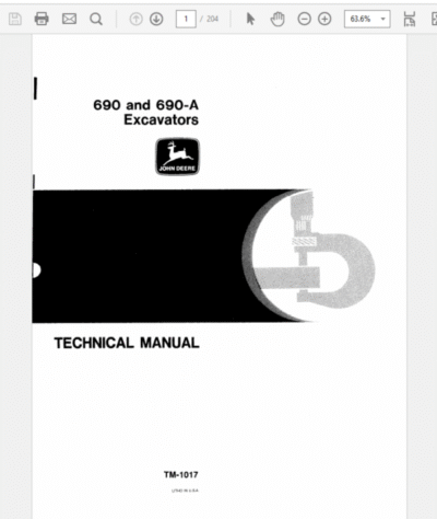 John Deere 690, 690A Excavator Service Manual