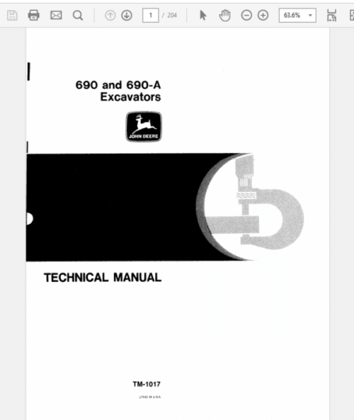 John Deere 690, 690A Excavator Service Manual