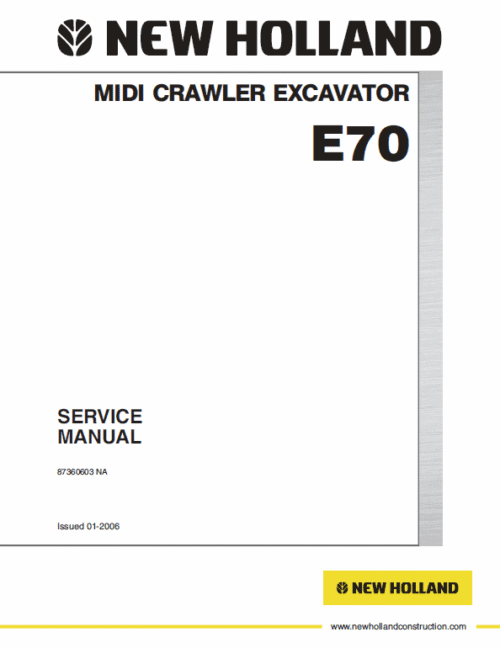 New Holland E70 Midi Crawler Excavator Service Manual