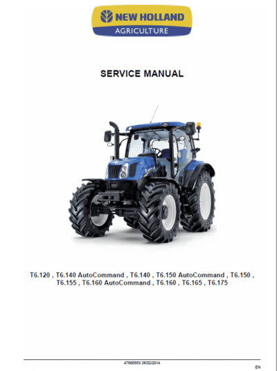 New Holland T6.125 T6.155 Tractor Service Manual