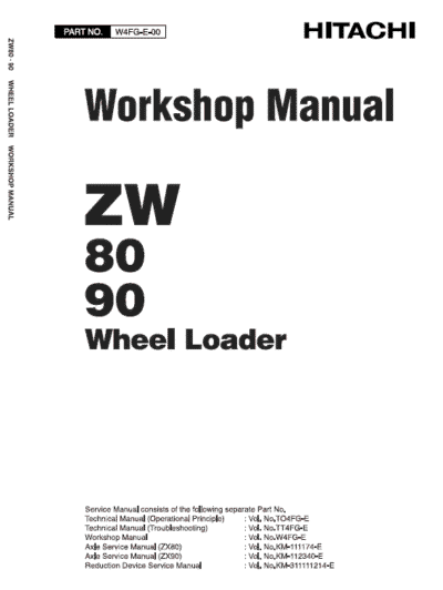 Hitachi ZW80, ZW90 Wheel Loader Service Repair Manual