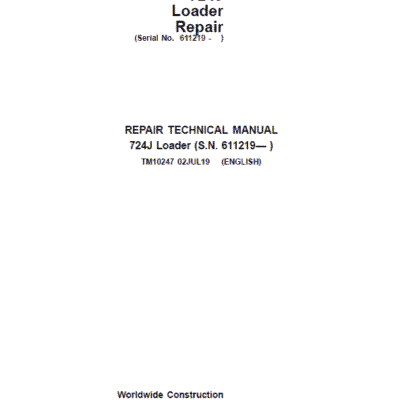John Deere 724J Loader Repair Technical Manual