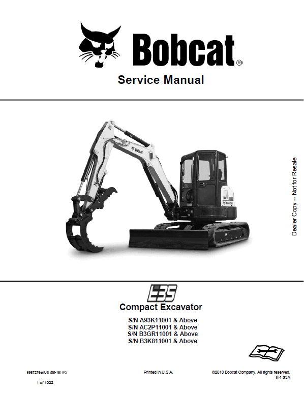 Bobcat E35 Compact Excavator Service Manual Bobcat E35 Compact Excavator Service Manual
