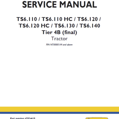 New Holland TS6.110 HC, TS6.120 HC Tractor Service Manual