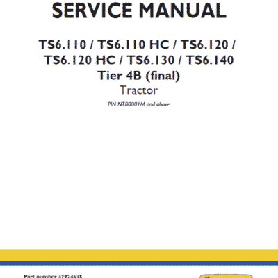 New Holland TS6.110 TS6.140 Tractor Service Manual