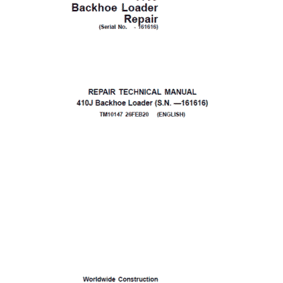 John Deere 410J Backhoe Loader Repair Service Manual SN