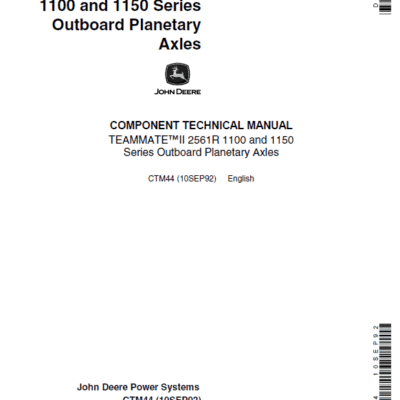 Cart John Deere TeamMate II 2561R, 1100, 1150 Series Outboard Planetary Axles Manual