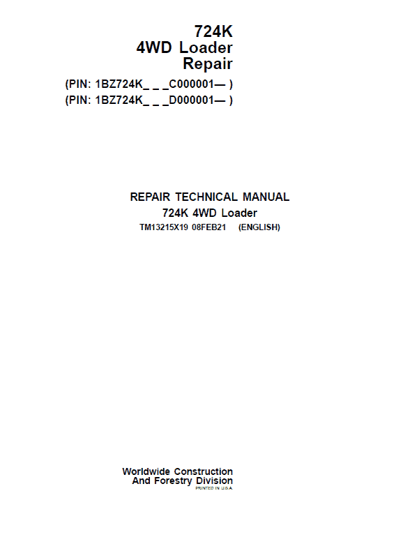 John Deere 724K 4WD Technical Manual John Deere 724K 4WD Technical Manual