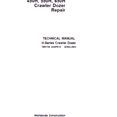 Cart John Deere 450H, 550H, 650H Crawler Dozer Service Manual