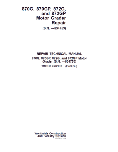 John Deere 870G, 870GP, 872G, 872GP Grader Technical Manual - Image 2