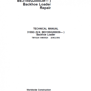 John Deere 315SG Backhoe Loader Repair Service Manual