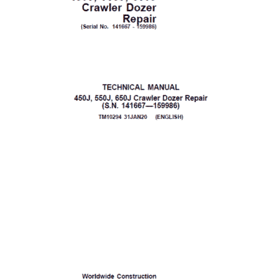 John Deere 450J, 650J Crawler Dozer Service Manual