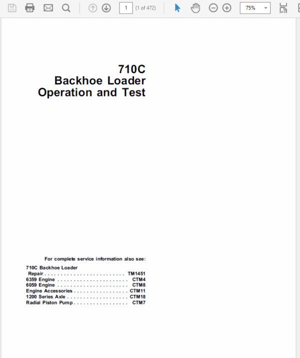 John Deere 710C Backhoe Loader Manual John Deere 710C Backhoe Loader Manual - Image 2