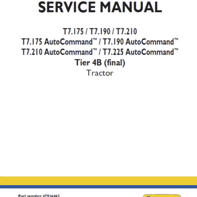 New Holland T7.175, T7.190, T7.210, T7.225 Tractor Service Manual