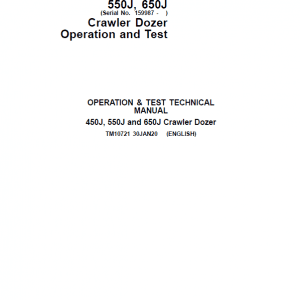 John Deere 450J, 550J, 650J Crawler Dozer Services Manual John Deere 450J, 550J, 650J Crawler Dozer Services Manual - Image 2