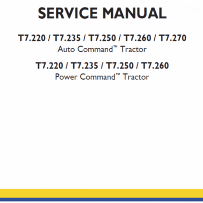 New Holland T7.220, T7.235, T7.250 Tractor Service Manual