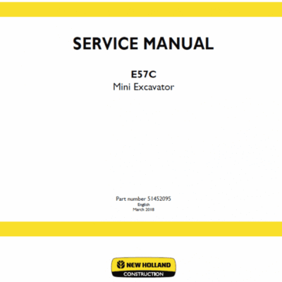 New Holland E57C Mini Excavator Service Manual