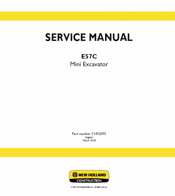New Holland E57C Mini Excavator Service Manual New Holland E57C Mini Excavator Service Manual