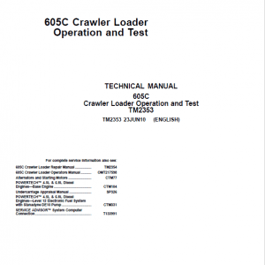 John Deere 605C Crawler Loader Service Manual John Deere 605C Crawler Loader Service Manual - Image 2