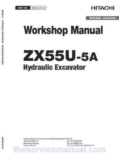 Hitachi ZX55U-5A Mini Excavator Service Repair Manual