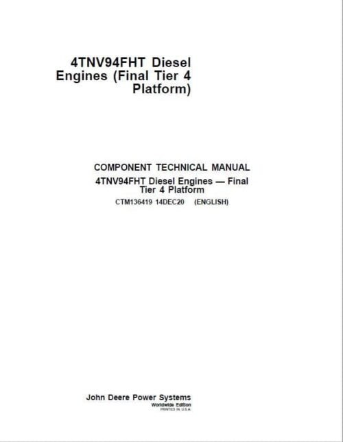 John Deere 4TNV94FHT Diesel Engine Tier 4 Service Manual