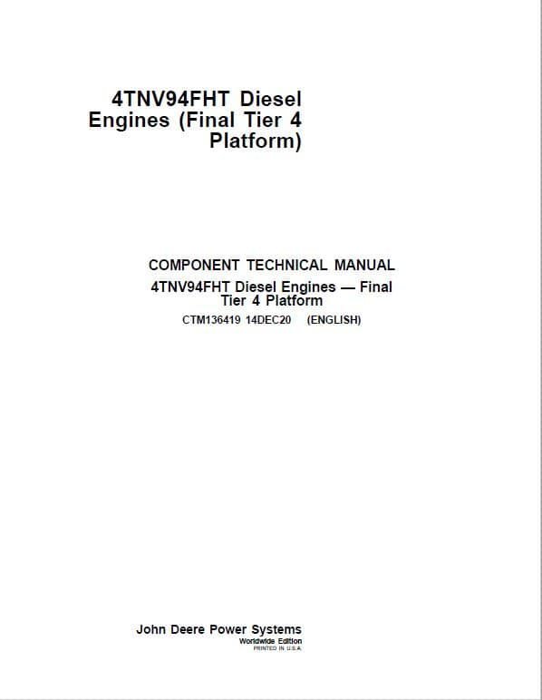 John Deere 4TNV94FHT Diesel Engine Tier 4 Service Manual John Deere 4TNV94FHT Diesel Engine Tier 4 Service Manual