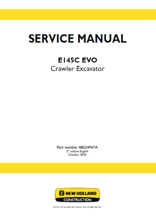 New Holland E145C Evo Excavator Service Manual