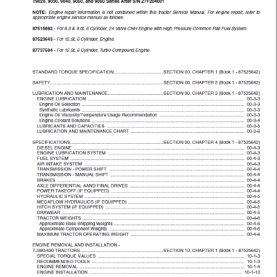 New Holland TJ280, TJ330, TJ430, TJ480, TJ530 Tractor Service Manual