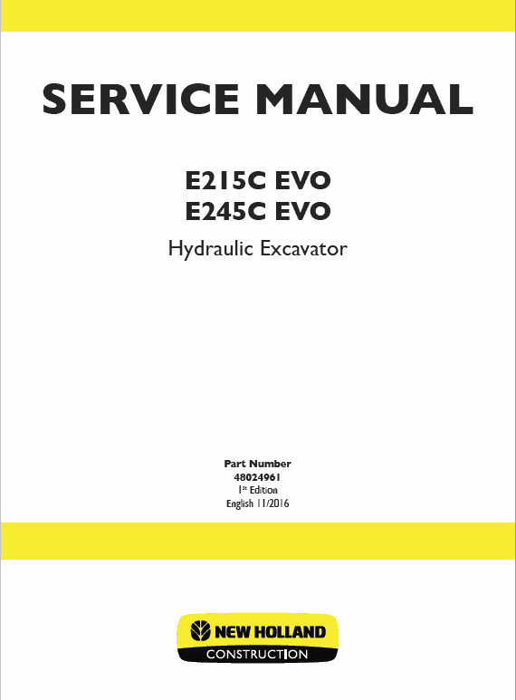 New Holland E245C Evo Excavator Service Manual New Holland E245C Evo Excavator Service Manual
