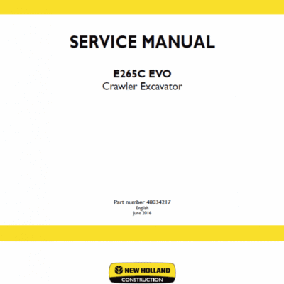 New Holland E265C Evo Excavator Service Manual