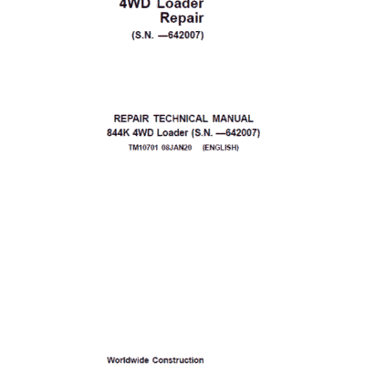 John Deere 844K 4WD Loader Technical Manual