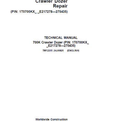 John Deere 700K Crawler Dozer Technical Manual (SN. from E217278-E275435)