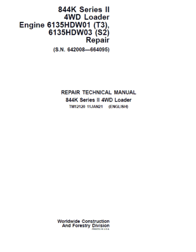 Discover the John Deere 844K Series II 4WD Engine T3