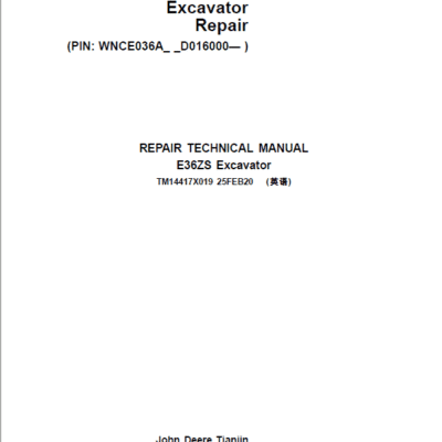 John Deere E36ZS Excavator Repair Service Manual