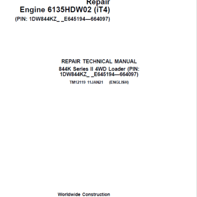 John Deere 844K-II Loader Engine 6135HWW02 (iT4) Service Manual
